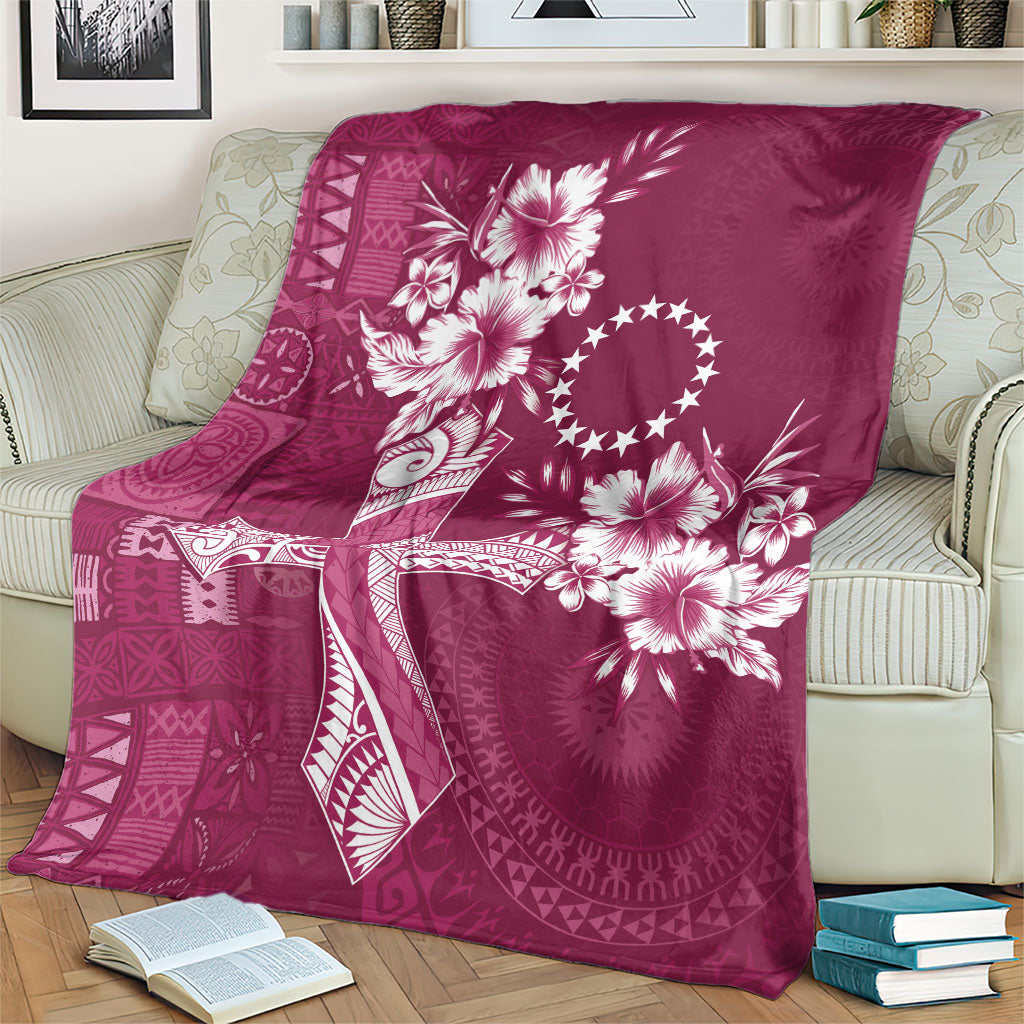 Kia Orana Cook Islands Tapa Floral With Cross Blanket Maroon LT7 - Polynesian Pride