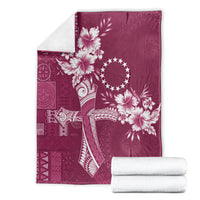 Kia Orana Cook Islands Tapa Floral With Cross Blanket Maroon LT7 - Polynesian Pride