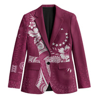 Kia Orana Cook Islands Tapa Floral With Cross Blazer Maroon LT7 Unisex Maroon - Polynesian Pride