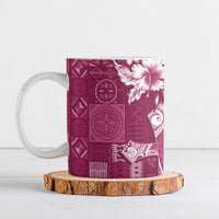 Kia Orana Cook Islands Tapa Floral With Cross Ceramic Mug Maroon LT7 Maroon - Polynesian Pride