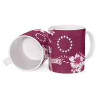 Kia Orana Cook Islands Tapa Floral With Cross Ceramic Mug Maroon LT7 - Polynesian Pride
