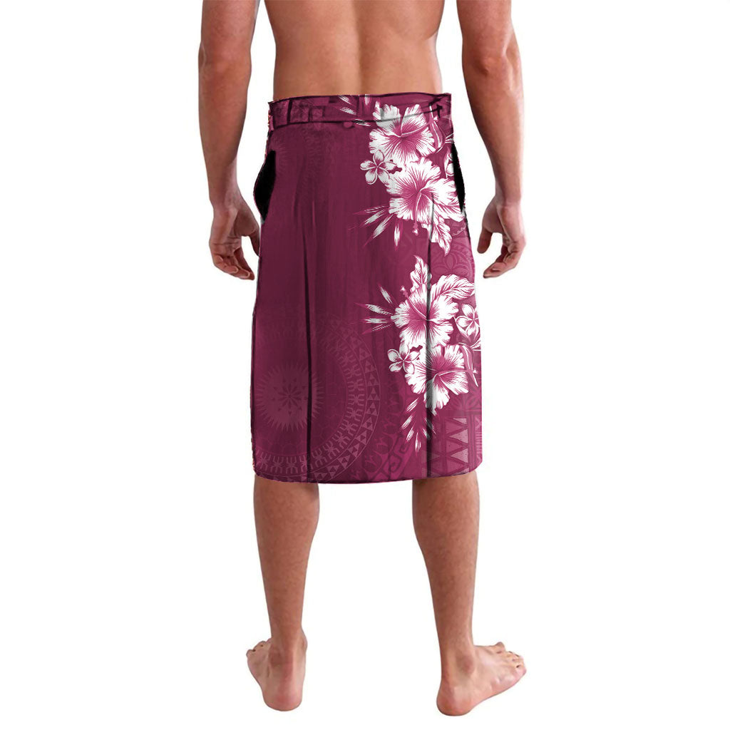 Kia Orana Cook Islands Tapa Floral With Cross Lavalava Maroon LT7 - Polynesian Pride