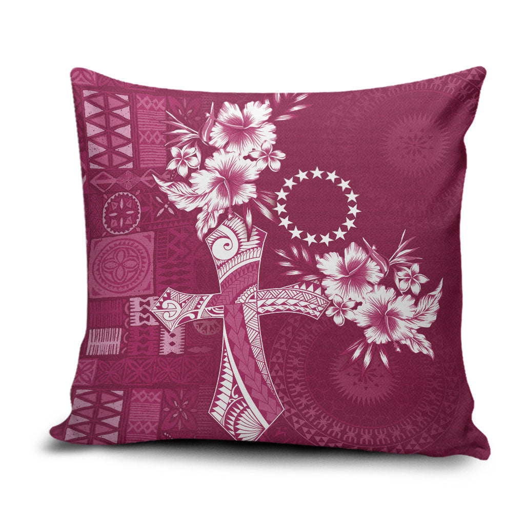 Kia Orana Cook Islands Tapa Floral With Cross Pillow Cover Maroon LT7 Maroon - Polynesian Pride