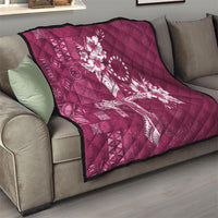 Kia Orana Cook Islands Tapa Floral With Cross Quilt Maroon LT7 - Polynesian Pride
