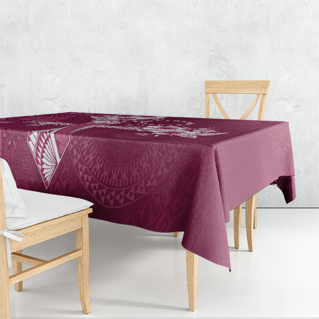 Kia Orana Cook Islands Tapa Floral With Cross Tablecloth Maroon LT7 - Polynesian Pride