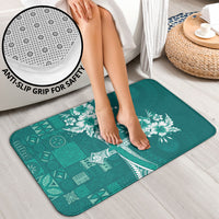 Kia Orana Cook Islands Tapa Floral With Cross Bathroom Set Deep Teal LT7 - Polynesian Pride