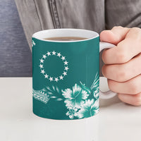 Kia Orana Cook Islands Tapa Floral With Cross Ceramic Mug Deep Teal LT7 - Polynesian Pride