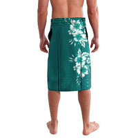Kia Orana Cook Islands Tapa Floral With Cross Lavalava Deep Teal LT7 - Polynesian Pride