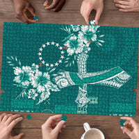 Kia Orana Cook Islands Tapa Floral With Cross Puzzle Deep Teal LT7 - Polynesian Pride