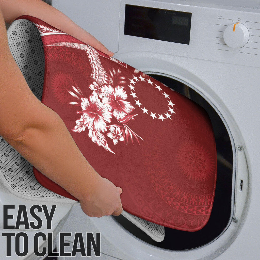 Kia Orana Cook Islands Tapa Floral With Cross Bathroom Set Crimson Red LT7 - Polynesian Pride