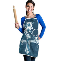 Kia Orana Cook Islands Tapa Floral With Cross Apron Navy Blue LT7 - Polynesian Pride