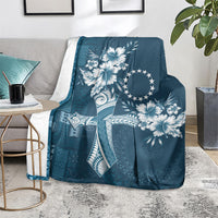 Kia Orana Cook Islands Tapa Floral With Cross Blanket Navy Blue LT7 - Polynesian Pride