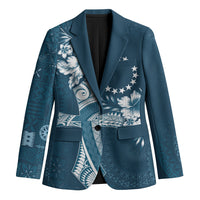 Kia Orana Cook Islands Tapa Floral With Cross Blazer Navy Blue LT7 Unisex Navy Blue - Polynesian Pride