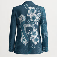 Kia Orana Cook Islands Tapa Floral With Cross Blazer Navy Blue LT7 - Polynesian Pride