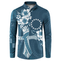 Kia Orana Cook Islands Tapa Floral With Cross Button Sweatshirt Navy Blue LT7 Navy Blue - Polynesian Pride