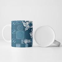 Kia Orana Cook Islands Tapa Floral With Cross Ceramic Mug Navy Blue LT7 - Polynesian Pride