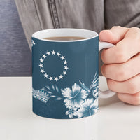 Kia Orana Cook Islands Tapa Floral With Cross Ceramic Mug Navy Blue LT7 - Polynesian Pride