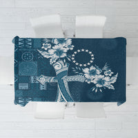 Kia Orana Cook Islands Tapa Floral With Cross Tablecloth Navy Blue LT7 Navy Blue - Polynesian Pride
