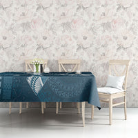 Kia Orana Cook Islands Tapa Floral With Cross Tablecloth Navy Blue LT7 - Polynesian Pride