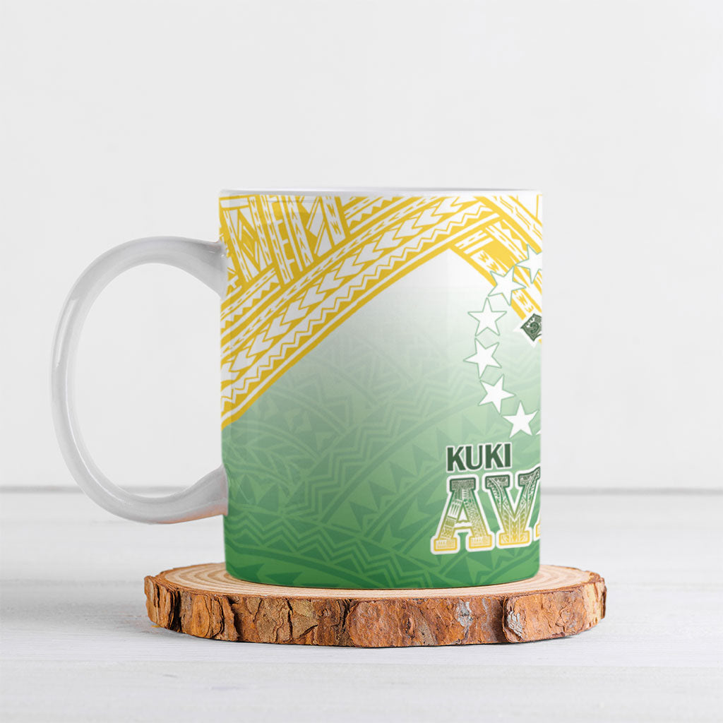 Cook Islands Rugby Medallion Of Stars Ceramic Mug Kuki Airani Avaiki LT7 White Green - Polynesian Pride