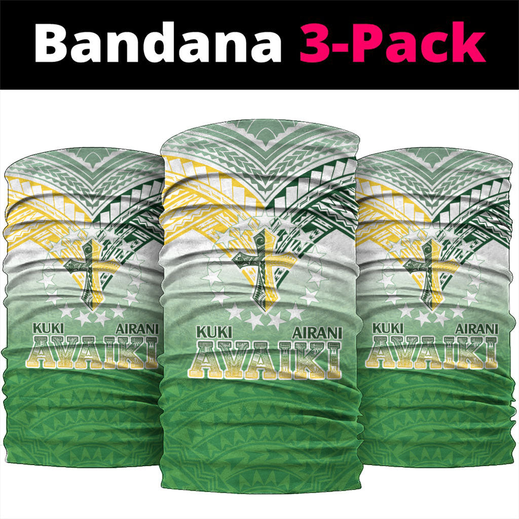 Cook Islands Rugby Medallion Of Stars Neck Gaiter Kuki Airani Avaiki LT7 package One Size: 25*50cm White Green - Polynesian Pride