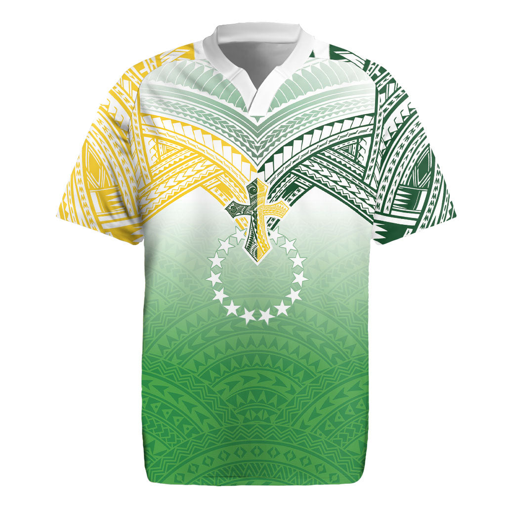 Cook Islands Rugby Medallion Of Stars Rugby Jersey Kuki Airani Avaiki LT7 White Green - Polynesian Pride