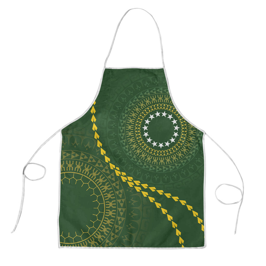 Cook Islands Rugby Apron Kuki Tapa Motifs - Medallion Of Stars LT7 Dark Green - Polynesian Pride