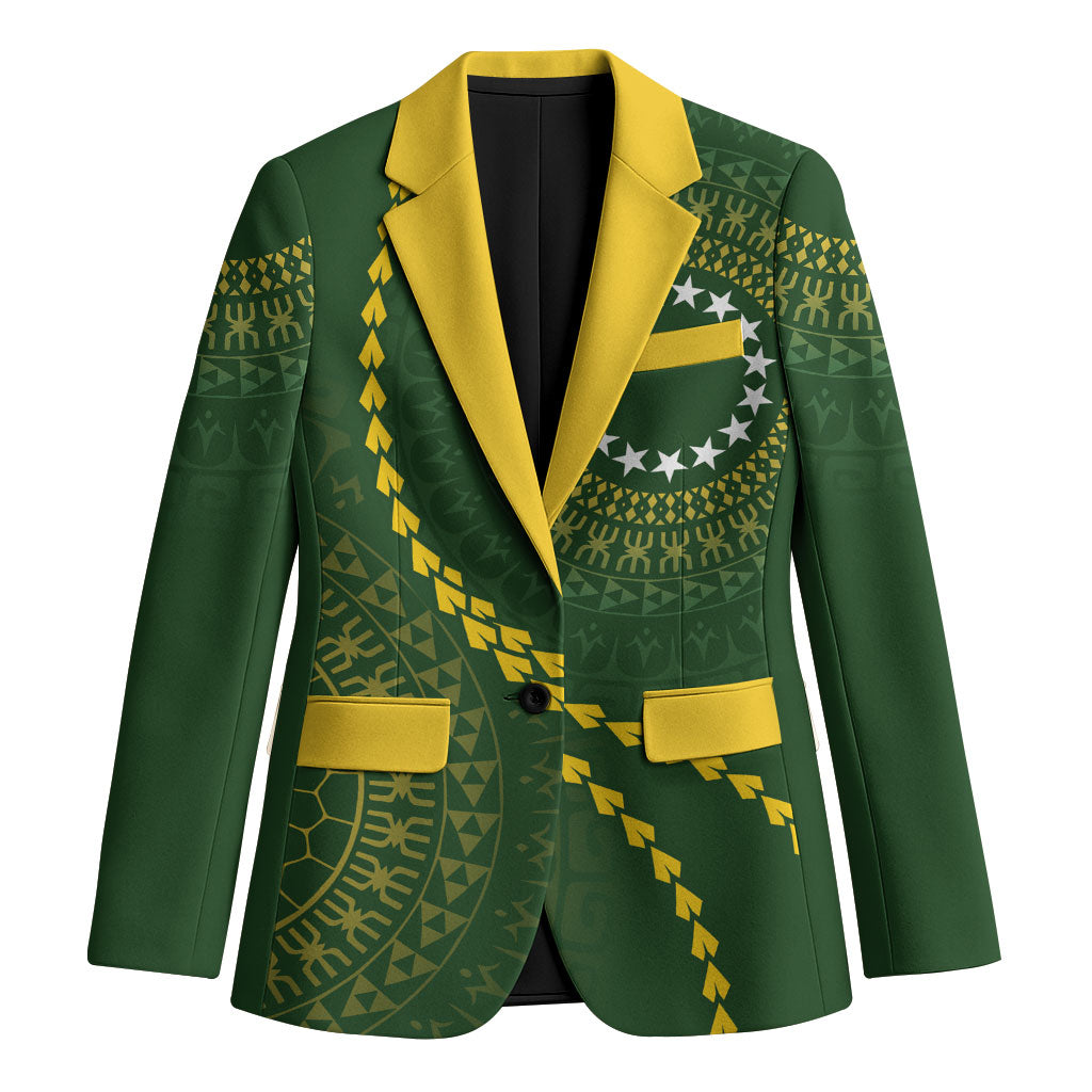 Cook Islands Rugby Custom Blazer Kuki Tapa Motifs - Medallion Of Stars LT7 Unisex Dark Green - Polynesian Pride