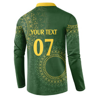 Cook Islands Rugby Custom Button Sweatshirt Kuki Tapa Motifs - Medallion Of Stars LT7 - Polynesian Pride