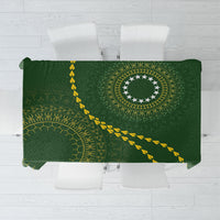 Cook Islands Rugby Tablecloth Kuki Tapa Motifs - Medallion Of Stars LT7 Dark Green - Polynesian Pride