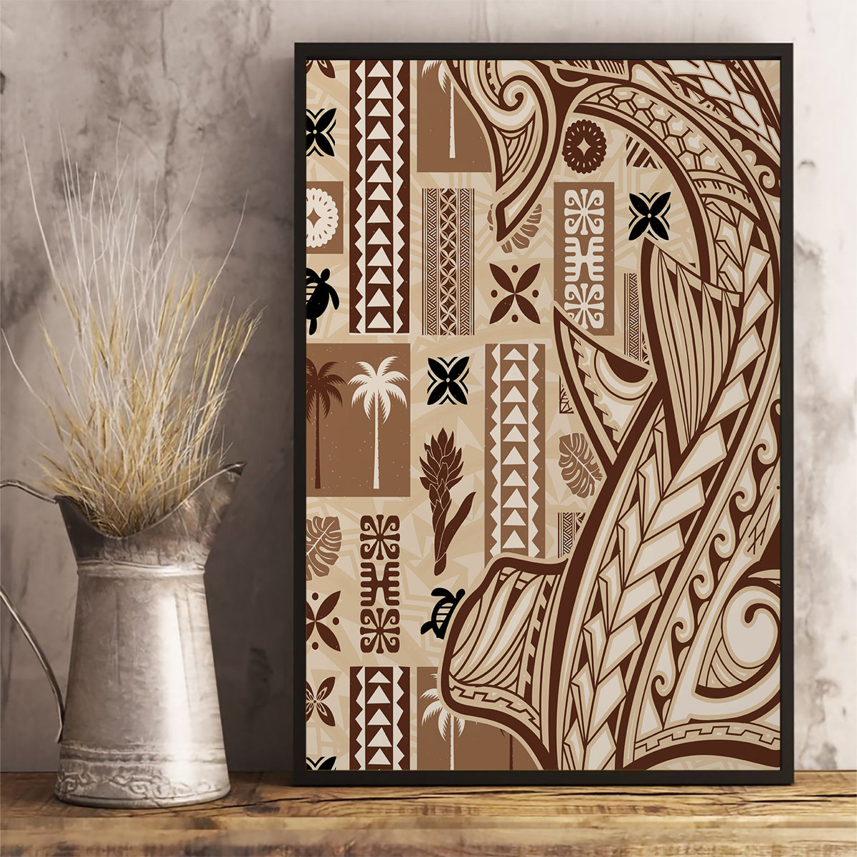 Samoa Tapa Canvas Wall Art Siapo Mix Tatau Patterns LT7 - Polynesian Pride