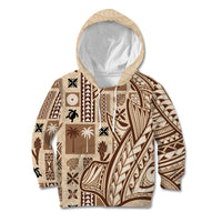 Samoa Tapa Kid Hoodie Siapo Mix Tatau Patterns LT7 Hoodie Beige - Polynesian Pride