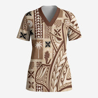 Samoa Tapa Scrub Top Siapo Mix Tatau Patterns - Polynesian Pride