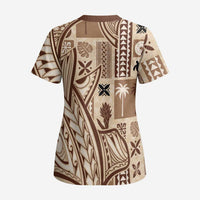 Samoa Tapa Scrub Top Siapo Mix Tatau Patterns - Polynesian Pride