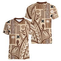 Samoa Tapa Women V Neck T Shirt Siapo Mix Tatau Patterns LT7 - Polynesian Pride