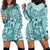 Samoa Tapa Hoodie Dress Siapo Mix Tatau Patterns - Teal LT7 - Polynesian Pride