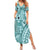 Samoa Tapa Summer Maxi Dress Siapo Mix Tatau Patterns - Teal LT7 Women Teal - Polynesian Pride