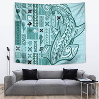 Samoa Tapa Tapestry Siapo Mix Tatau Patterns - Teal LT7 - Polynesian Pride