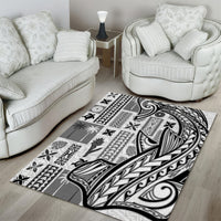 Samoa Tapa Area Rug Siapo Mix Tatau Patterns - White LT7 - Polynesian Pride