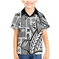 Samoa Tapa Family Matching Mermaid Dress and Hawaiian Shirt Siapo Mix Tatau Patterns - White LT7 Son's Shirt White - Polynesian Pride