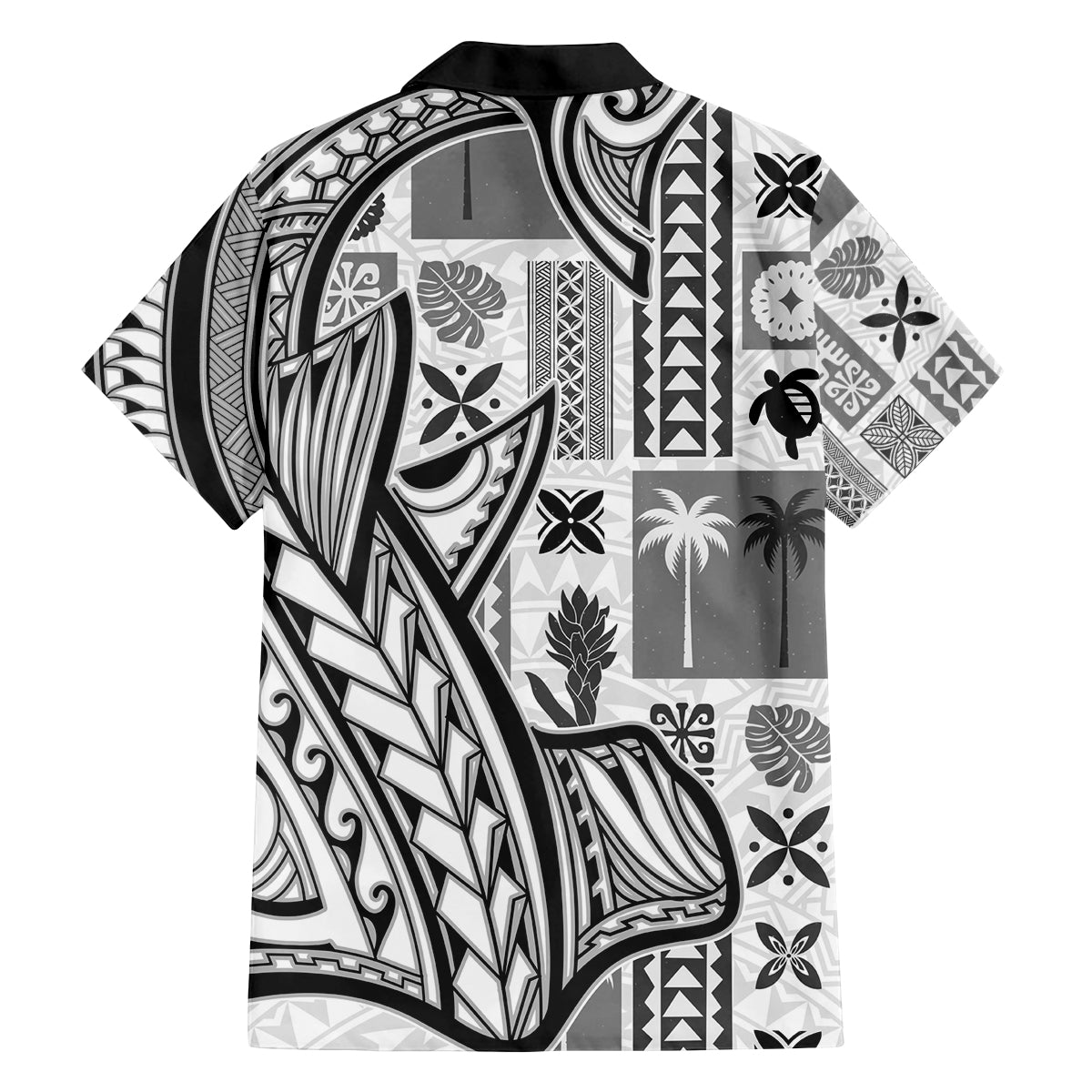 Samoa Tapa Family Matching Puletasi Dress and Hawaiian Shirt Siapo Mix Tatau Patterns - White LT7 - Polynesian Pride