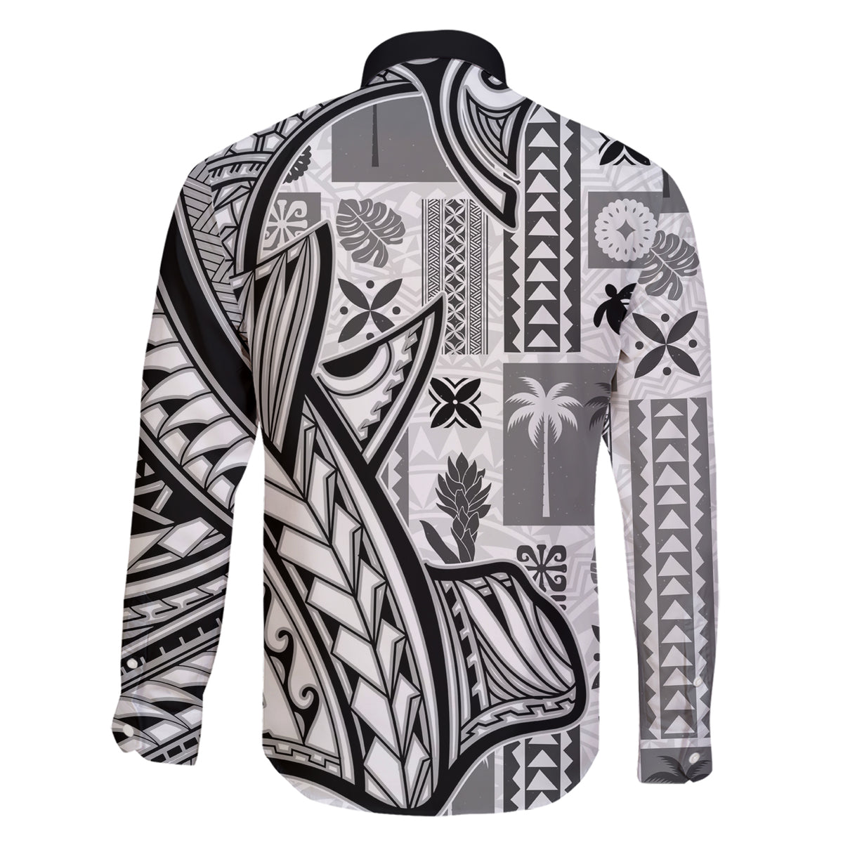Samoa Tapa Family Matching Short Sleeve Bodycon Dress and Hawaiian Shirt Siapo Mix Tatau Patterns - White LT7 - Polynesian Pride