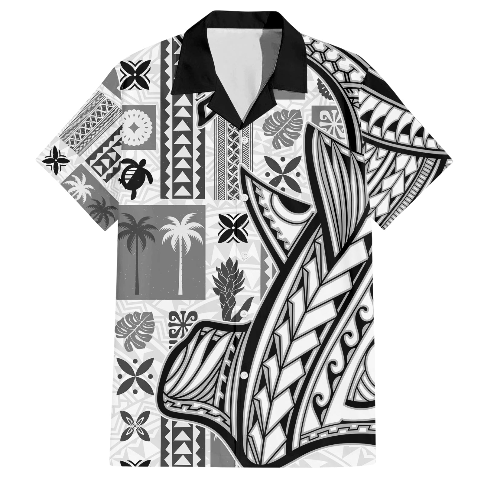 Samoa Tapa Hawaiian Shirt Siapo Mix Tatau Patterns - White LT7 White - Polynesian Pride