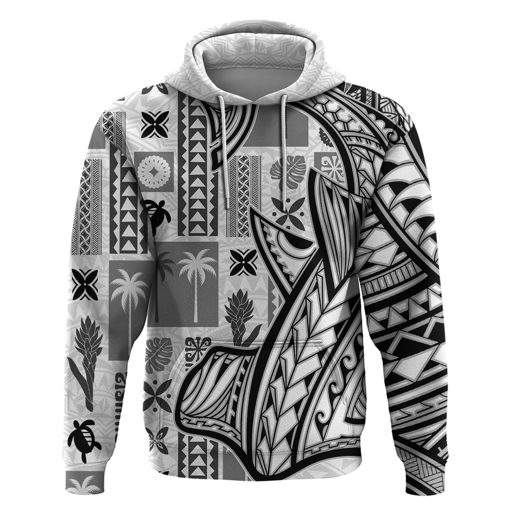 Samoa Tapa Hoodie Siapo Mix Tatau Patterns - White LT7 White - Polynesian Pride