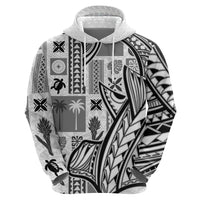 Samoa Tapa Hoodie Siapo Mix Tatau Patterns - White LT7 - Polynesian Pride