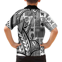 Samoa Tapa Kid Hawaiian Shirt Siapo Mix Tatau Patterns - White LT7 - Polynesian Pride