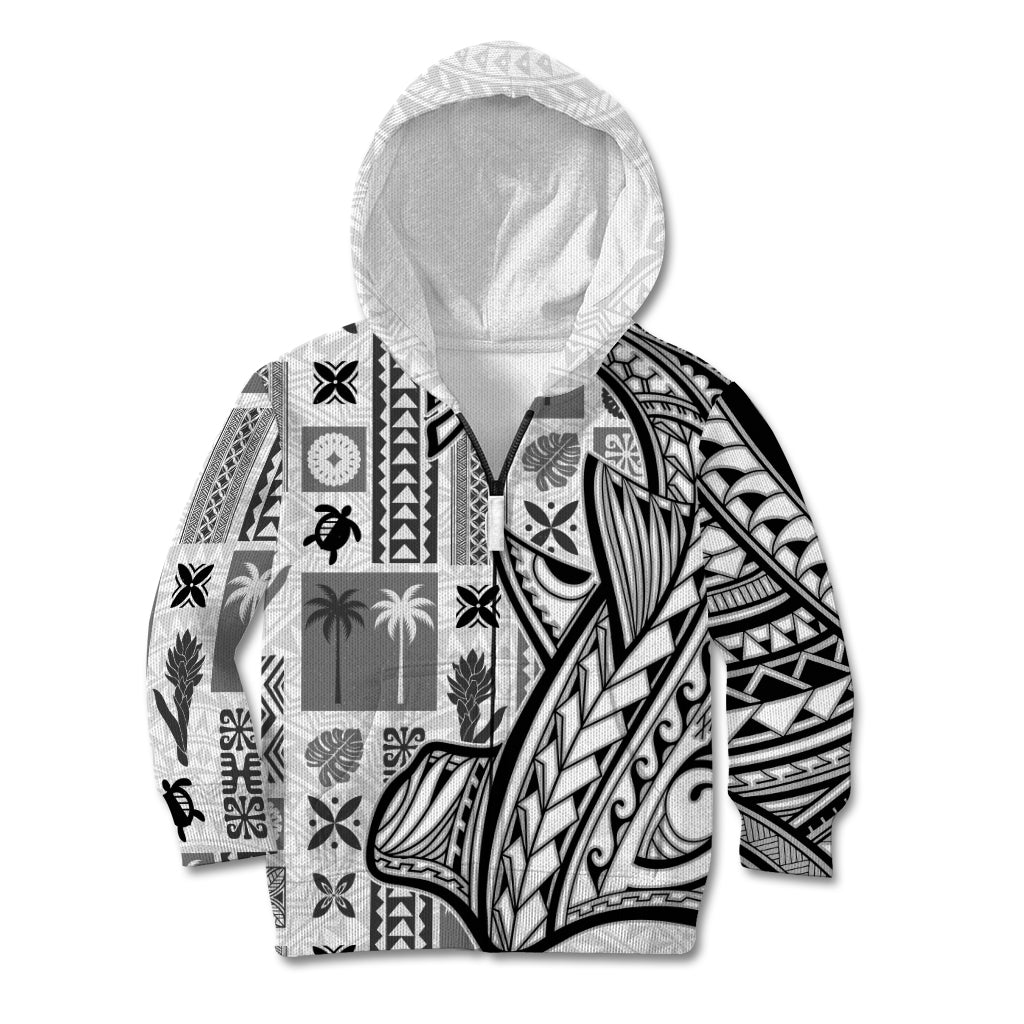 Samoa Tapa Kid Hoodie Siapo Mix Tatau Patterns - White LT7 Zip Hoodie White - Polynesian Pride