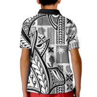 Samoa Tapa Kid Polo Shirt Siapo Mix Tatau Patterns - White LT7 - Polynesian Pride