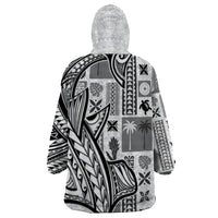 Samoa Tapa Wearable Blanket Hoodie Siapo Mix Tatau Patterns - White LT7 - Polynesian Pride