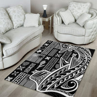 Samoa Tapa Area Rug Siapo Mix Tatau Patterns - Black LT7 - Polynesian Pride